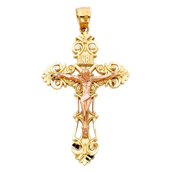 14K 2T Crucifix Pendant