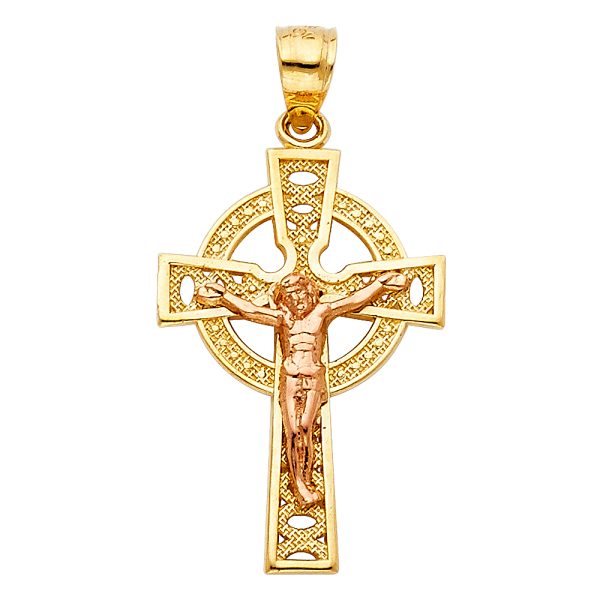 14K 2T Crucifix Pendant