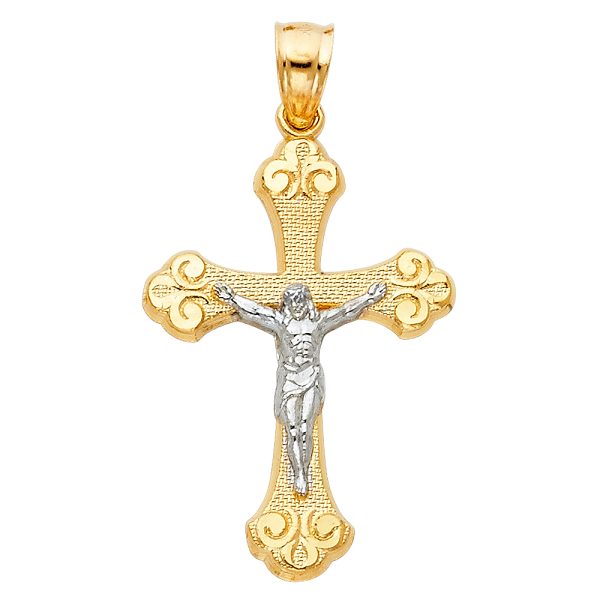 14K 2T Crucifix Pendant