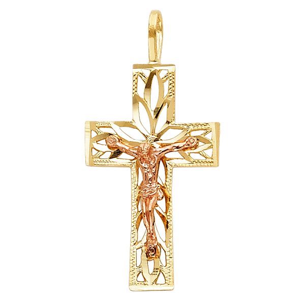 14K 2T Crucifix Pendant