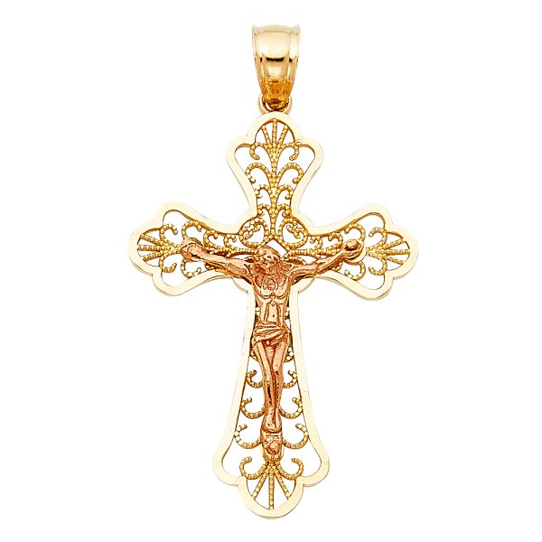 14K 2T Fancy Crucifix Pendant