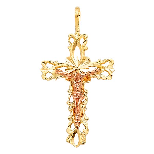 14K 2T Fancy Crucifix Pendant