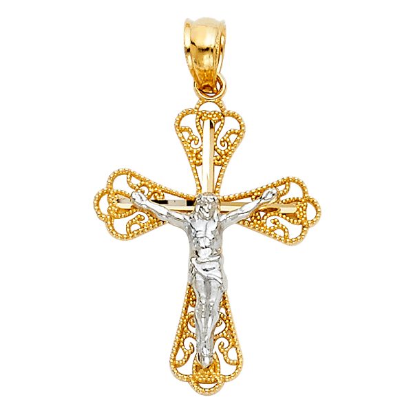 14K 2T Crucifix Pendant