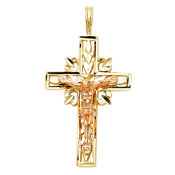 14K 2T Crucifix Pendant