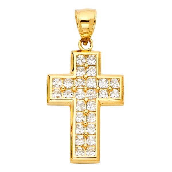 14KY CZ Cross Pendant