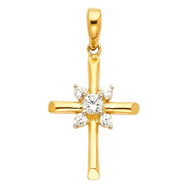 14KY CZ Cross Pendant