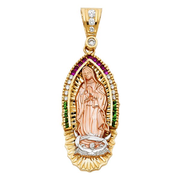 14K 3C CZ Our Lady of Guadalupe Pendant