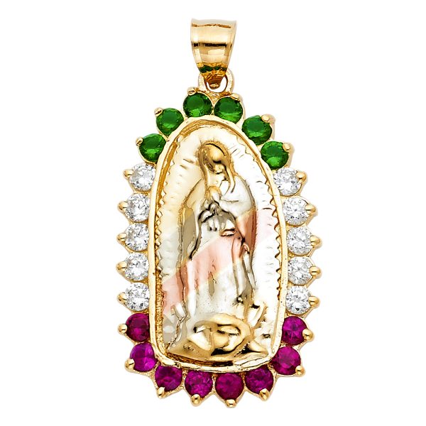 14K 3C CZ Our Lady of Guadalupe Pendant