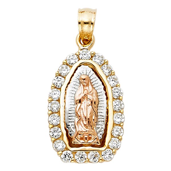 14K 3C CZ Our Lady of Guadalupe Pendant