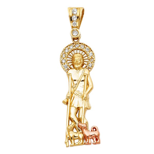 14K 2T CZ San Lazaro Pendant