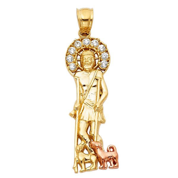 14K 2T CZ San Lazaro Pendant