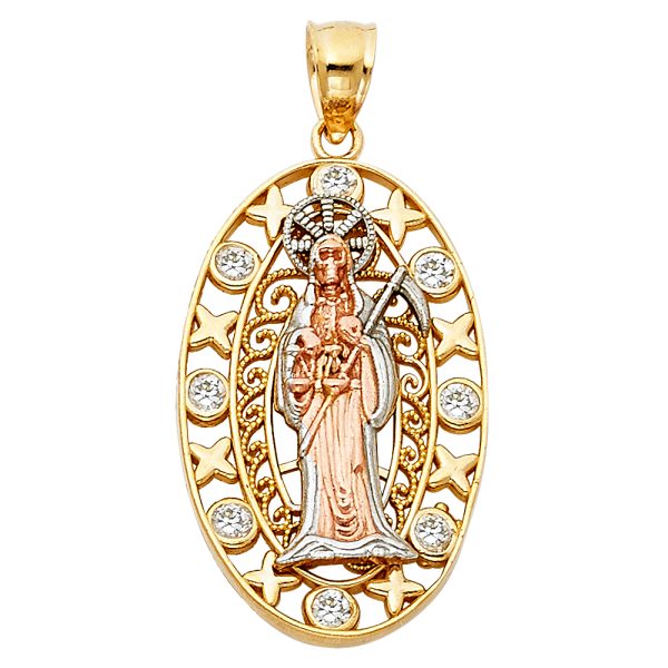 14K 3C Santa Muerte Pendant