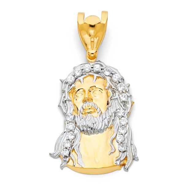 14K 2T Jesus Christ Head Pendant