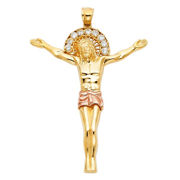 14K 2T CZ Jesus Christ Body Pendant