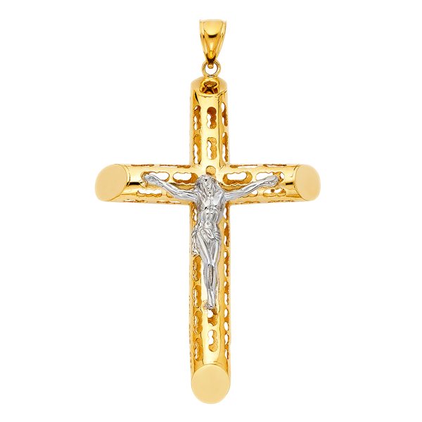 14K 2T Cut Out Crucifix Pendant