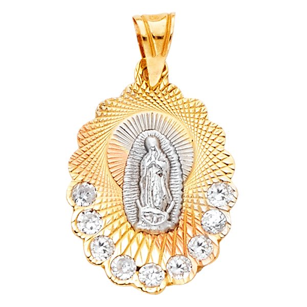 14K 3C Guadalupe CZ Pendant