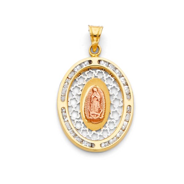 14K 3C Guadalupe CZ Pendant