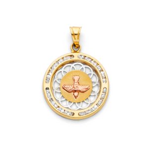 14K 3C Spirit Saint CZ Pendant