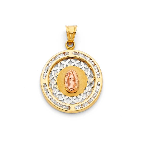 14K 3C Guadalupe CZ Pendant