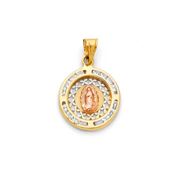 14K 3C Guadalupe CZ Pendant