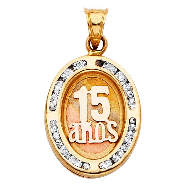 14K 3C CZ 15 Years Pendant