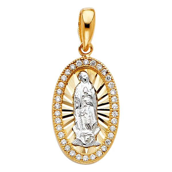 14K 2T CZ Our Lady of Guadalupe Pendant