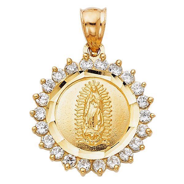 14KY CZ Our Lady of Guadalupe Pendant