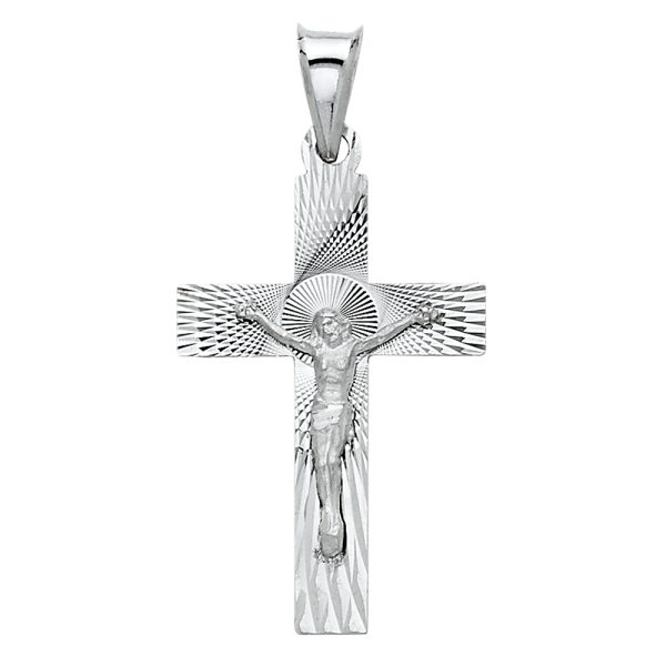 14KW Crucifix Stamp Pendant