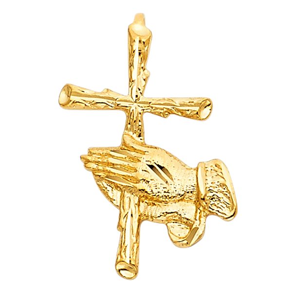 14KY Praying Hand with Cross Pendant