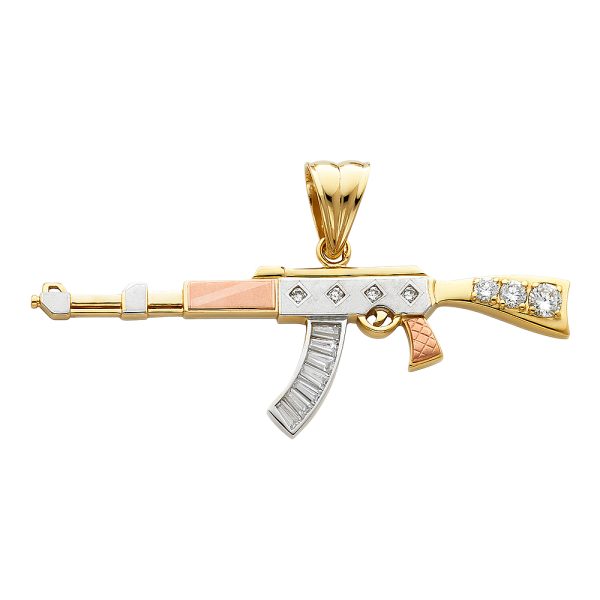 14K 3C CZ Rifle Gun Pendant