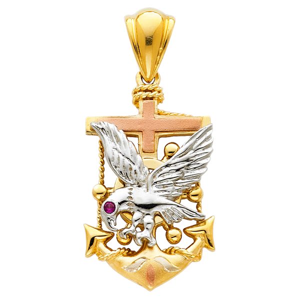 14K 3C Eagle Anchor Pendant