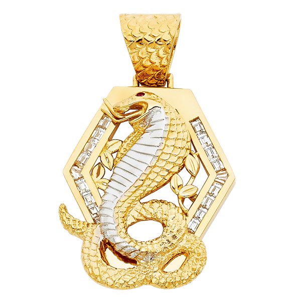 14K 2T CZ VIPER Snake Pendant