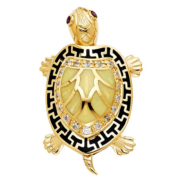 14KY Gllow in Dark Turtle Pendant