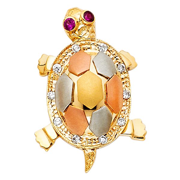 14K 3C CZTurtle Pendant