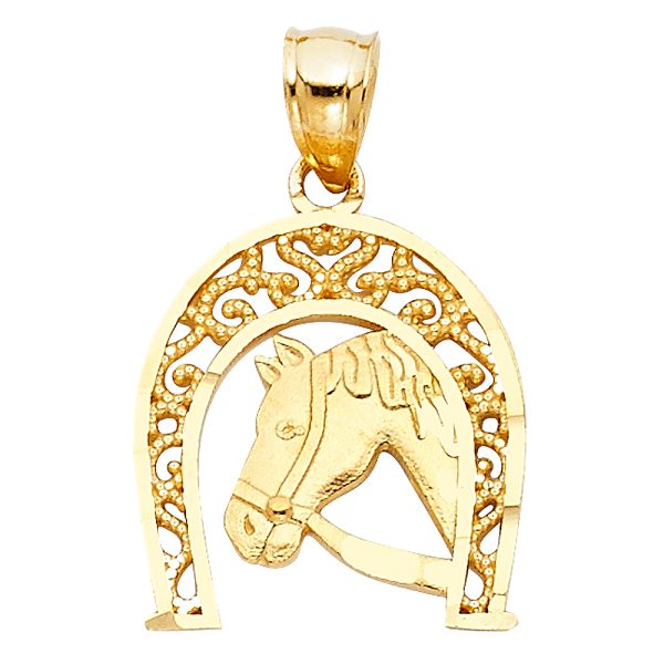 14KY Lucky Horse Shoe Pendant