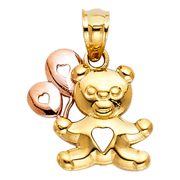 14K 2T Baby Bear with Balloon Pendant