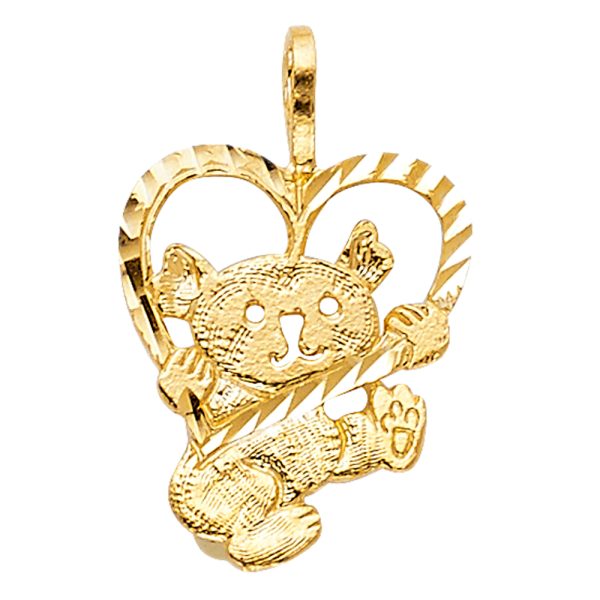 14KY Baby Bear with Heart Pendant