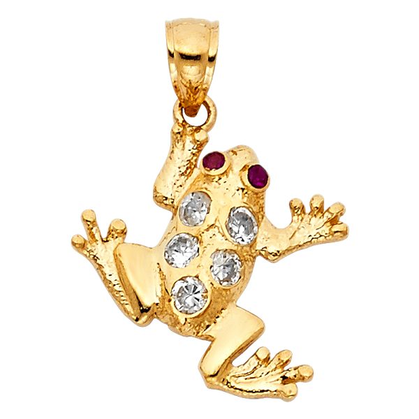 14KY CZ Frog Pendant