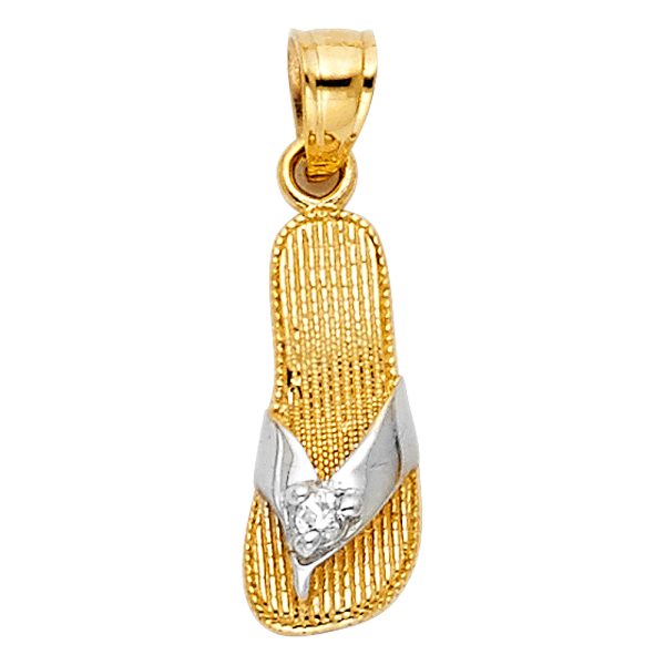 14K 2T CZ Sandal Pendant