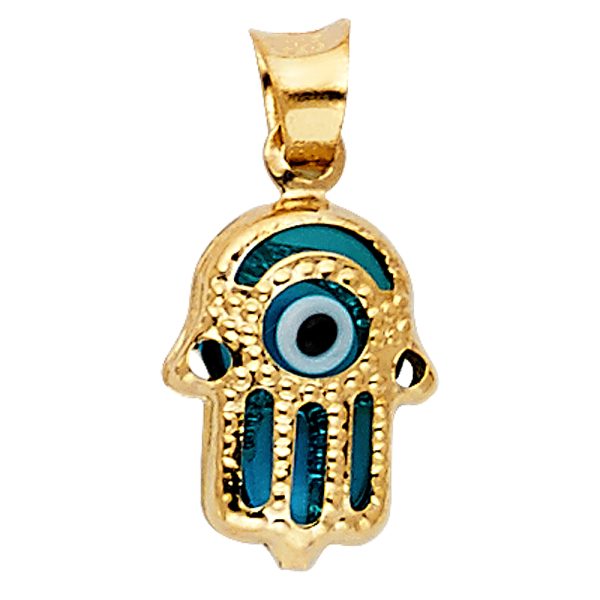 14KY Evil Eye Hamsa Pendant