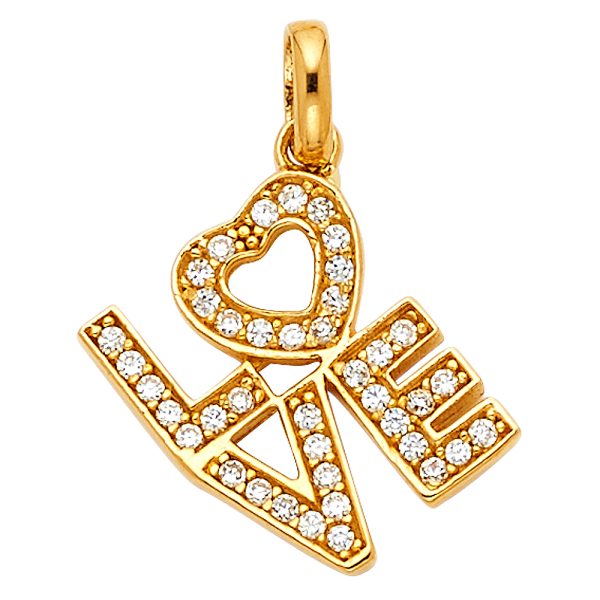 14KY CZ Love Pendant