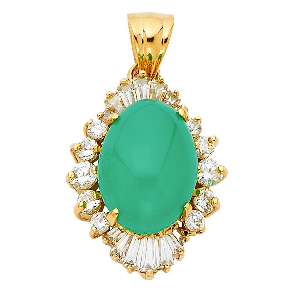14KY CZ with Jade Pendant