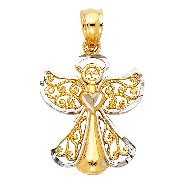 14K 2T Angel Pendant