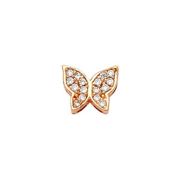 14K Pink CZ Butterfly Pendant