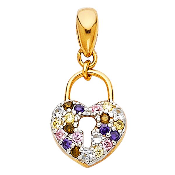 14K 2T CZ Multi Lock Pendant