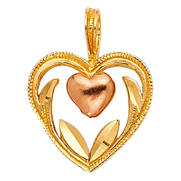 14K 2T Heart Pendant