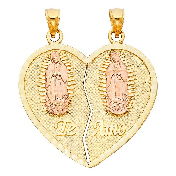 14K 2T Te Amo Heart 2 Piece Pendant