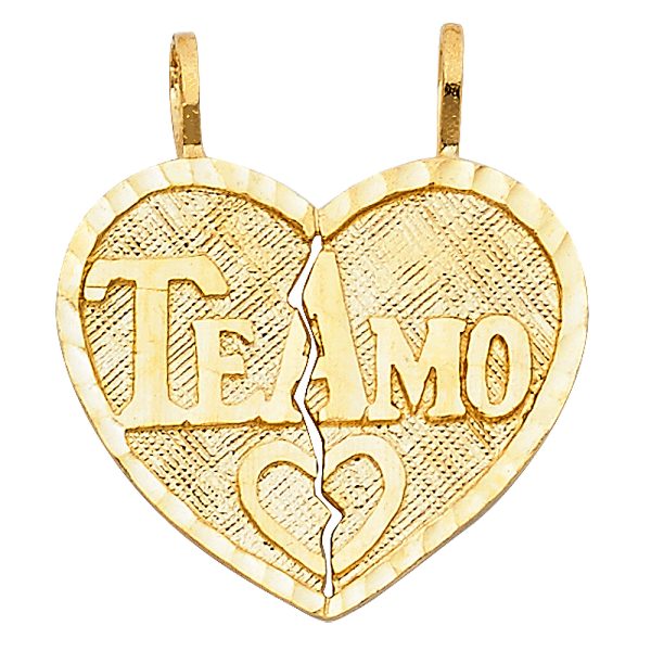 14KY Te Amo Heart 2 Piece Pendant