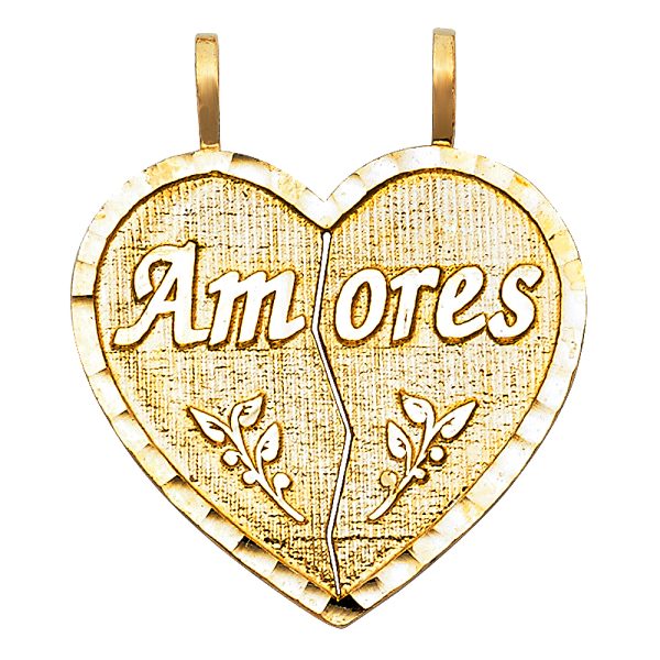 14KY Te Amo Heart 2 Piece Pendant