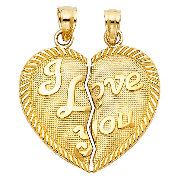 14KY Te Amo Heart 2 Piece Pendant